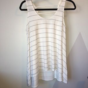 Awake White and Grey Striped Tank Top
